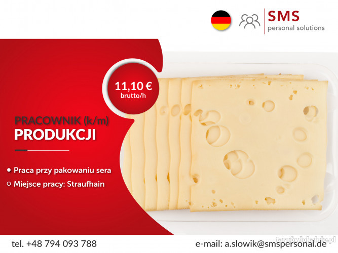 Pracownik produkcji (k/m) pakowanie sera – praca blisko Berlina