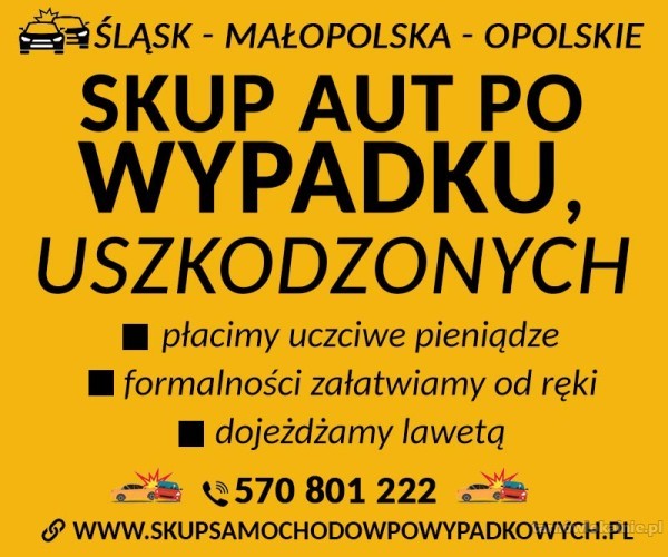 Skup samochodów powypadkowych Transport lawetą Kraków/Katowice/Opole